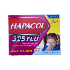 Thuốc cốm Hapacol 325mg Flu DHG điều trị viêm mũi dị ứng, mày đay, giảm đau – 24 Gói