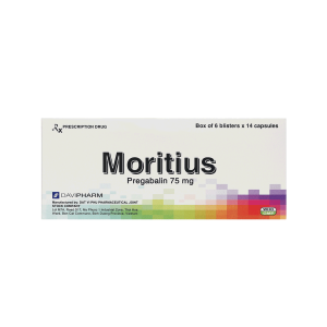 Thuốc viên nang cứng Moritius 75mg Davi điều trị động kinh, đau dây thần kinh – 6 vỉ x 14 viên