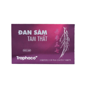 Thuốc viên nén bao phim Đan Sâm Tam Thất Traphaco điều trị đau thắt ngực, thiểu năng tuần hoàn não – 2 vỉ x 20 viên