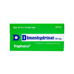 Thuốc viên nén Dimenhydrinat 50mg Traphaco điều trị say tàu xe, buồn nôn – 10 vỉ x 10 viên