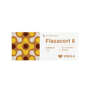 Thuốc viên nén Flazacort 6mg Stella điều trị hen suyễn, sốc phản vệ, viêm da cơ – 2 vỉ x 10 viên