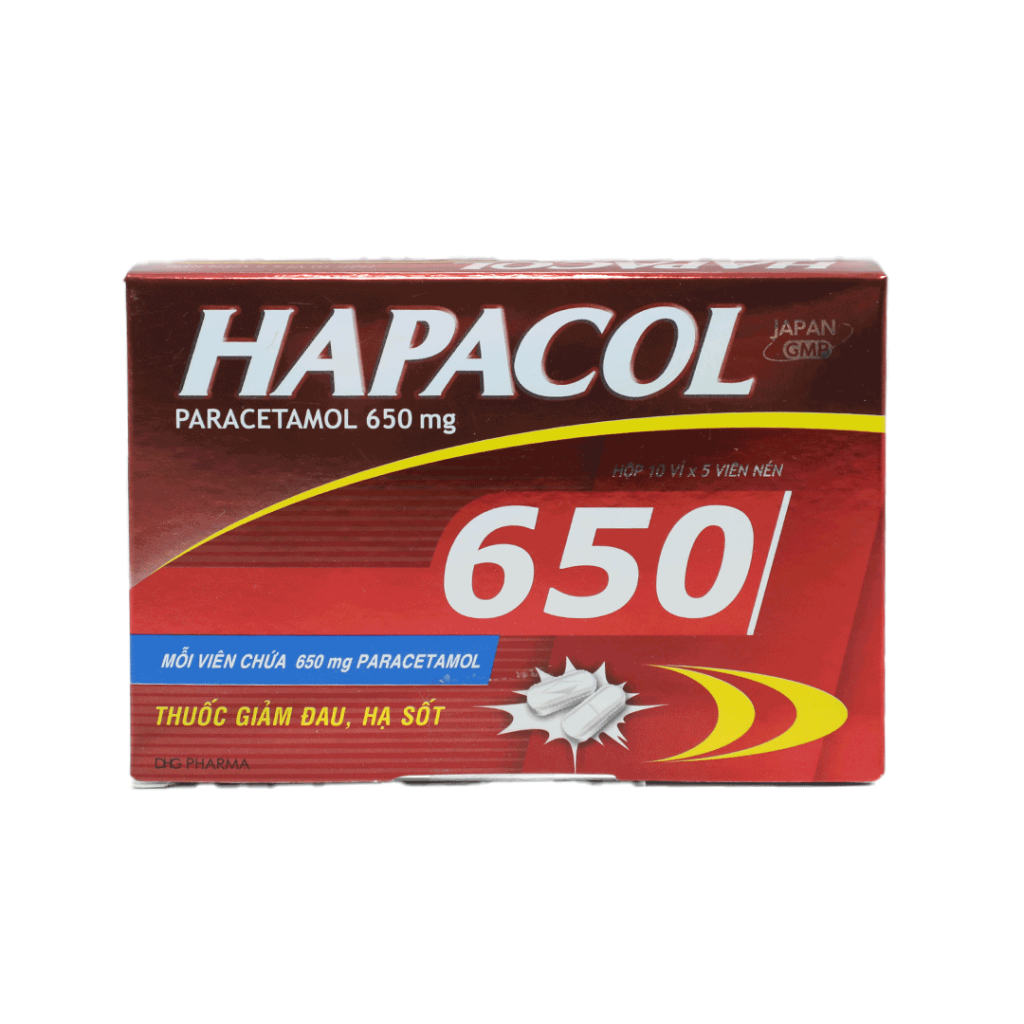 Thuốc viên nén Hapacol 650mg DHG điều trị hạ sốt, giảm đau – 10 vỉ x 5 viên