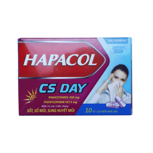 Thuốc viên nén Hapacol CS Day DHG điều trị nghẹt mũi, sung huyết mũi, hạ sốt – 10 vỉ x 10 viên