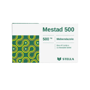Thuốc viên nhai Mestad 500mg Stella điều trị giun sán – 1 vỉ x 1 viên