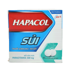 Thuốc viên sủi Hapacol 500mg DHG điều trị hạ sốt, giảm đau – 4 vỉ x 4 viên