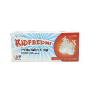 Thuốc viên sủi Kidpredni 5mg USP điều trị viêm khớp dạng thấp, hen suyễn, viêm loét đại tràng – 5 vỉ x 10 viên